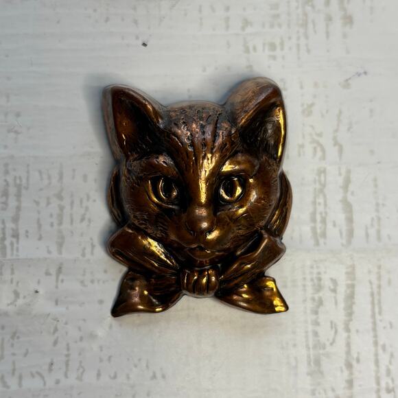 None and/or Unknown Jewelry - Vintage Copper Cat Brooch